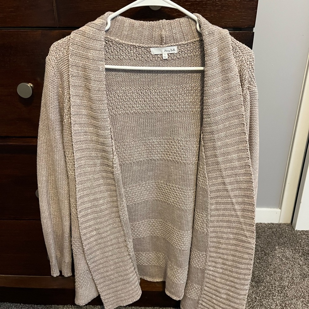 Light pink Open-Front Knit Sweater